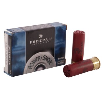 Federal Power-Shok Ammunition 12 Gauge 3" Buffered 00 Buckshot 15 Pellets Box of 5