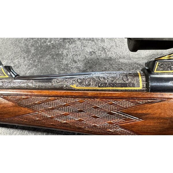 FN Mauser Custom 338-06 Gold Engraved w/Burris 1.5-6 Scope Engraved by AB Bradshaw