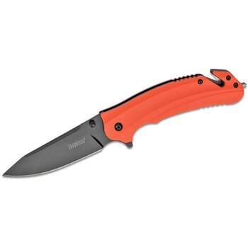 Kershaw Barricade 3.50 Folding Drop Point Plain Black Oxide 8Cr13MoV SS Blade Orange GlassFilled Nylon Handle Features Glass Breaker Includes Pocket Clip