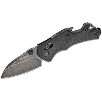Kershaw Craze Multi-Function Folding Knife 2.35" BlackWash Reverse Tanto Blade, Black Glass Filled Nylon Handles with Bottle Opener, AXIS/Crossbar Lock