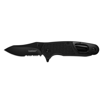 Kershaw 8100 Funxion EMT Rescue Assisted Flipper 3" Black Combo Blade, Black FRN Handles, Liner Lock