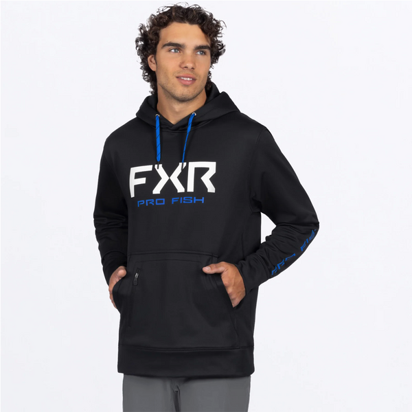 FXR Men's Pro Fish Tech PO Hoodie Black/Cobalt