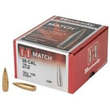 Hornady 30 Cal 168 gr BTHP .308" Bullets Qty 100