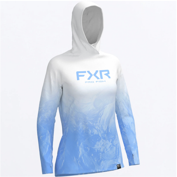 FXR  Women's Derby Undertow Air UPF PO Hoodie Maui Blue/White