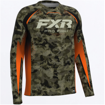 FXR Men's Tournament Air UPF Longsleeve Moss Drift Camo/Orange