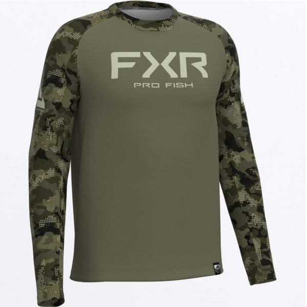 FXR Men's Drift Camo Air UPF Longsleeve Moss
