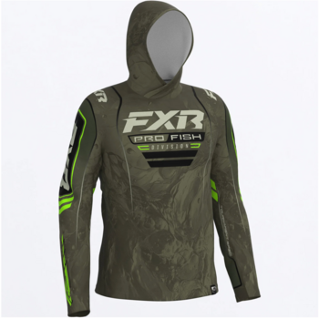 FXR FXR Men's Tournament Air UPF PO Hoodie Moss Undertow/Lime