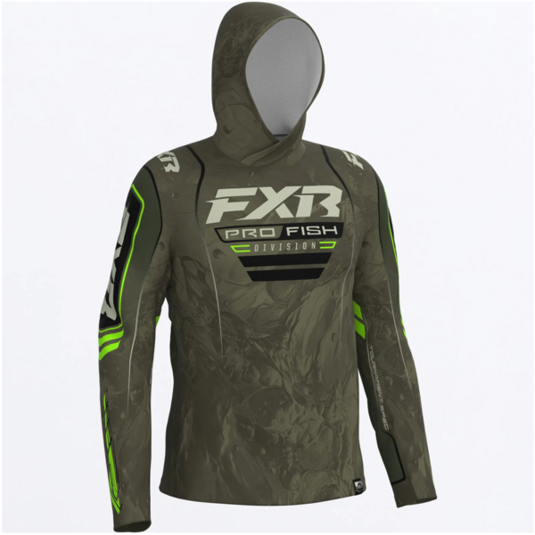 FXR FXR Men's Tournament Air UPF PO Hoodie Moss Undertow/Lime