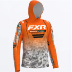 FXR  Men's Tournament Air UPF PO Hoodie Orange/White Drift Camo