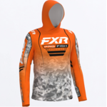 FXR  Men's Tournament Air UPF Hoodie Orange/White Drift Camo