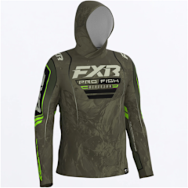 FXR FXR Men's Tournament Air UPF PO Hoodie Moss Undertow/Lime