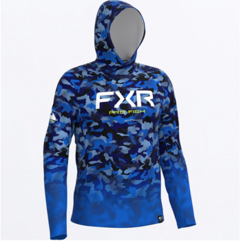 FXR Men's Derby Undertow Air UPF PO Hoodie Cobalt/HiVis