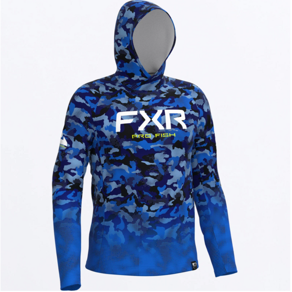 FXR Men's Derby Undertow Air UPF PO Hoodie Cobalt/HiVis