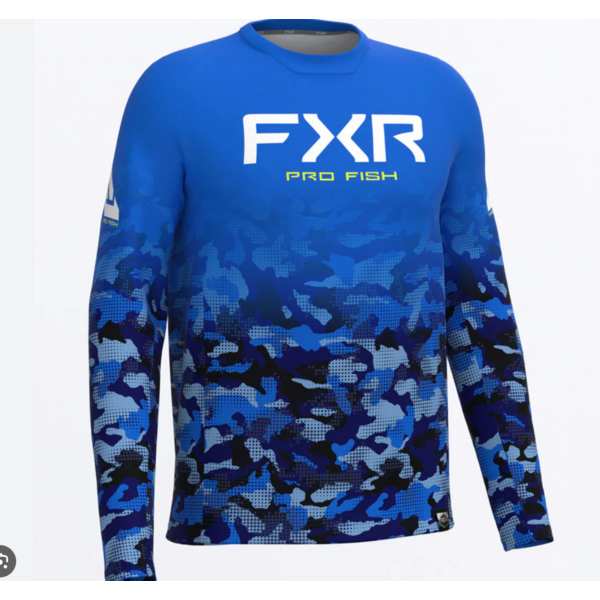FXR Men's Derby Undertow Air UPF  Longsleeve Cobalt/HiVis