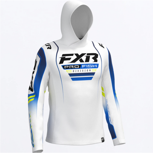 FXR  Men's Tournament Air UPF Hoodie White/Cobalt