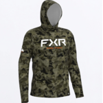 FXR  Men's Derby Drift Camo Air UPF PO Hoodie Moss/Orang