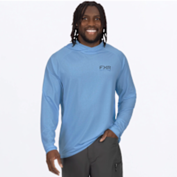 FXR Men's Attack UPF PO Hoodie Alaskan Blue/Deep Cobalt