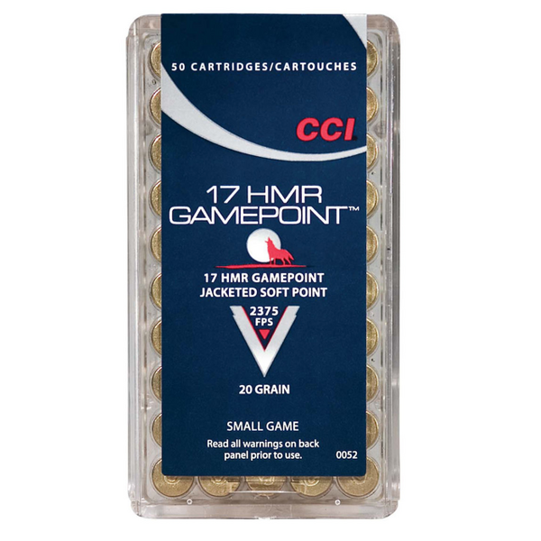 CCI 17 HMR Gamepoint Jacketed Soft Point 20gr 2375fps