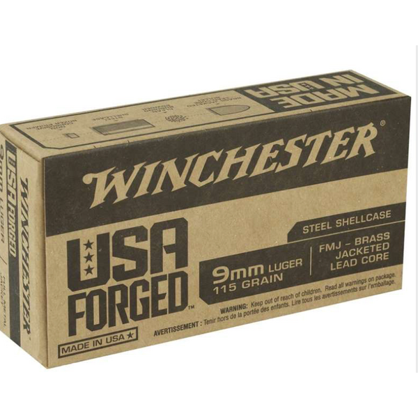 Winchester USA Forged Handgun Ammunition 9mm Luger 115 gr FMJ 1190 fps 50/ct