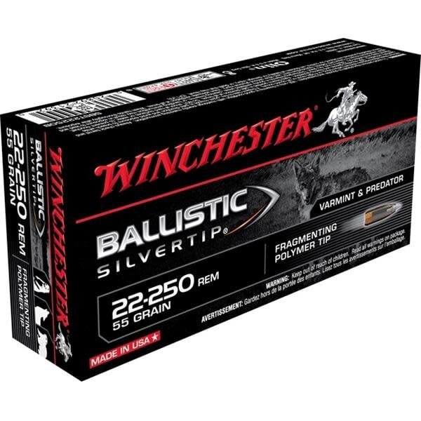 Winchester Balltistic SilverTip Ammo 22-250 Rem 55gr Fragmenting Polymer Tip 20 Rounds