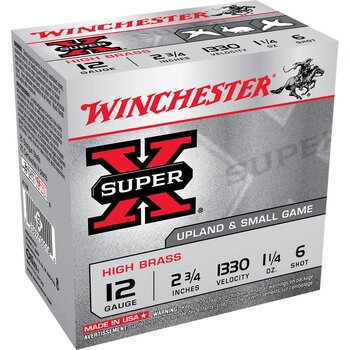 Winchester Winchester Super-X Ammo 12ga 2-3/4" 1-1/4oz 1330fps #6 Lead Shot 25 Rounds