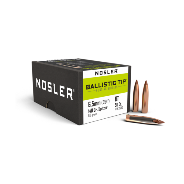 Nosler Nosler 26140 Ballistic Tip 6.5 Creedmoor .264 140 gr Spitzer Point 50 Per Box