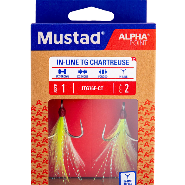 Mustad  Alpha Point Inline Triple Grip Feathered Hook