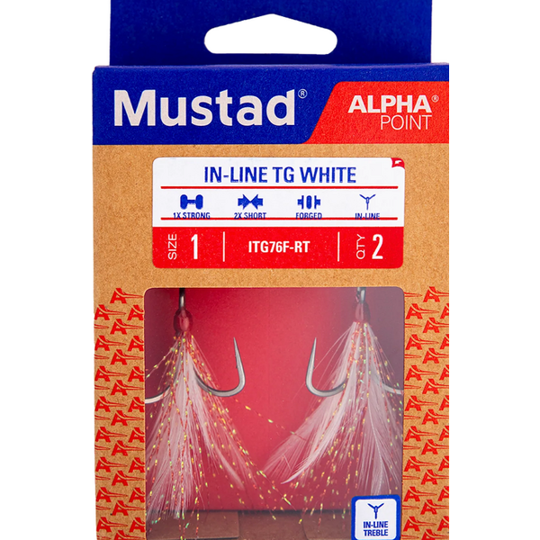 Mustad  Alpha Point Inline Triple Grip Feathered Hook