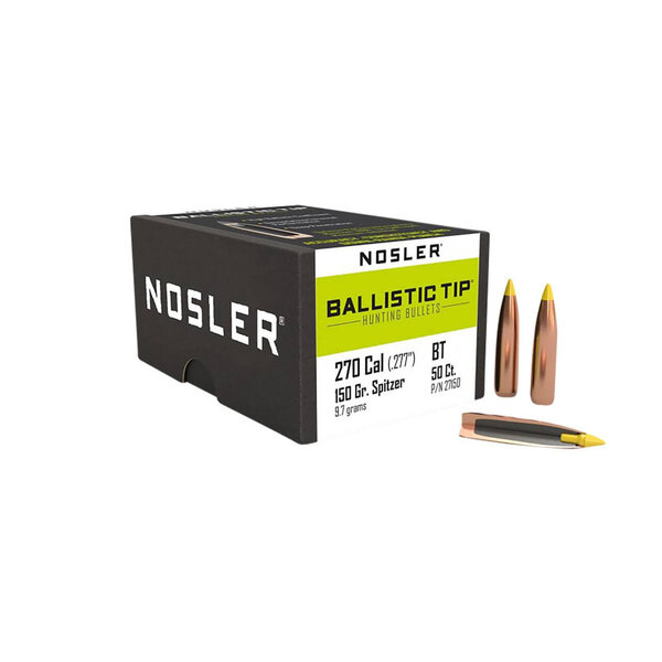Nosler Ballistic Tip 270 Caliber .277 150 GR Spitzer 50 Per Box