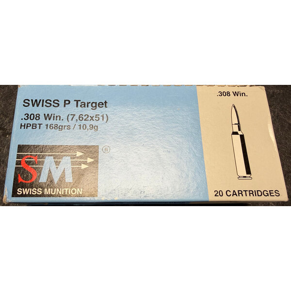 Swiss Munition SWISS P 308 Win 168gr BTHP Ammunition (Older Stock)