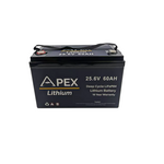 Apex Lithium Apex Lithium 24V 60AH Lithium Battery Apex Lithium Battery- Group 31 Upgrade your battery game with the Apex Lithium 24V 60AH, equipped with a Premium Upgraded Battery Management System (BMS). With a lightweight design, twice the power, and four times the