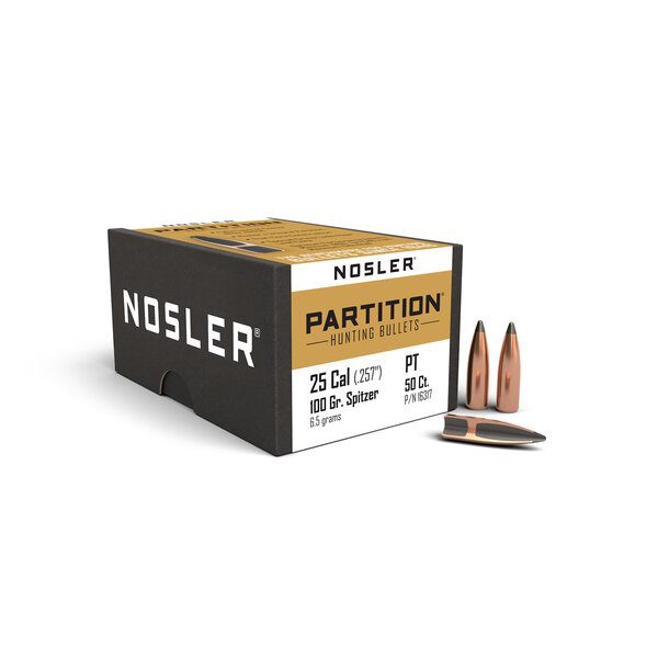 Nosler Partition .25 cal .257" 100 gr SPT Bullets 50 Count