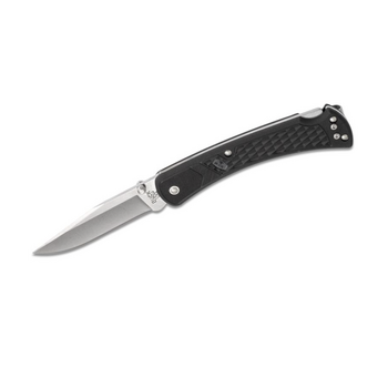 Buck 110 Slim Select Folding Hunter 3.75" Plain Blade, Black GFN Handles, Deep Carry Pocket Clip - 11878