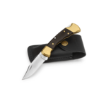 Buck 112  Ranger Finger Grooved 3" Folding Knife  420 HC Steel Blade, Genuine Ebony Handle with Brass Bolster