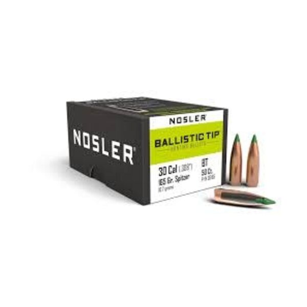 Nosler Ballistic Tip Hunting Bullets 30 Caliber (308 Diameter) 165 Grain Spitzer Box of 50