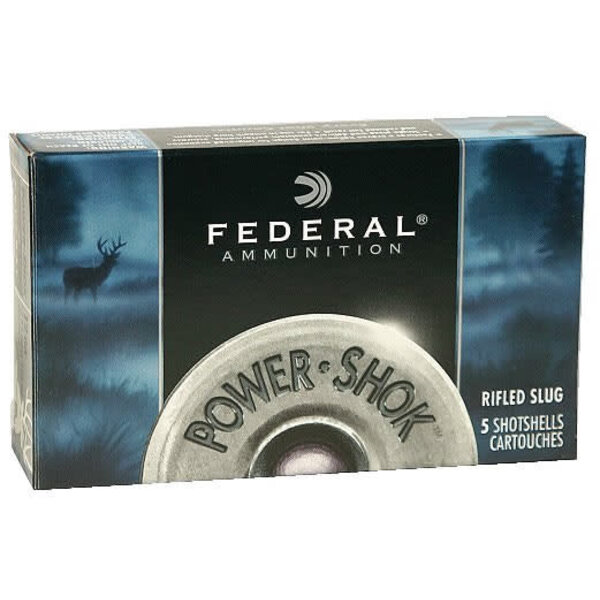 Federal Power-Shok Ammo, 410ga 2-1/2" 1/4oz 1780fps Slug Lead Shot 5rds