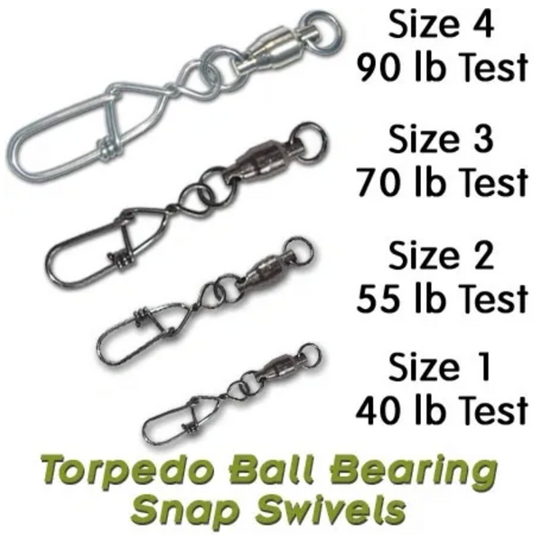 Torpedo Ball Bearing Snap Swivel 10pk