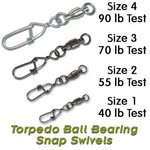 Torpedo Torpedo Ball Bearing Snap Swivel 5pk