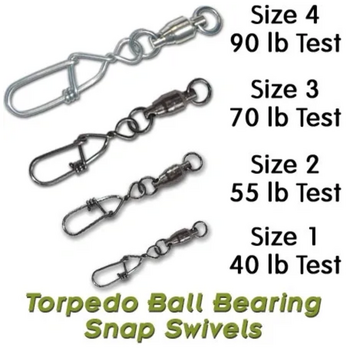 Torpedo Torpedo Ball Bearing Snap Swivel 5pk