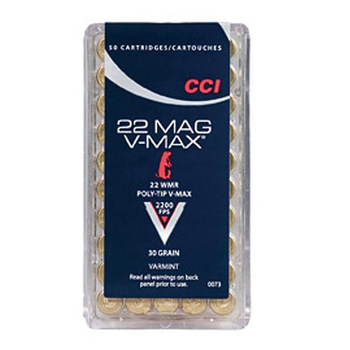CCI CCI 22 Mag V-Max Ammo 22 Mag 30gr Polymer Tip 2200fps 50 Rounds