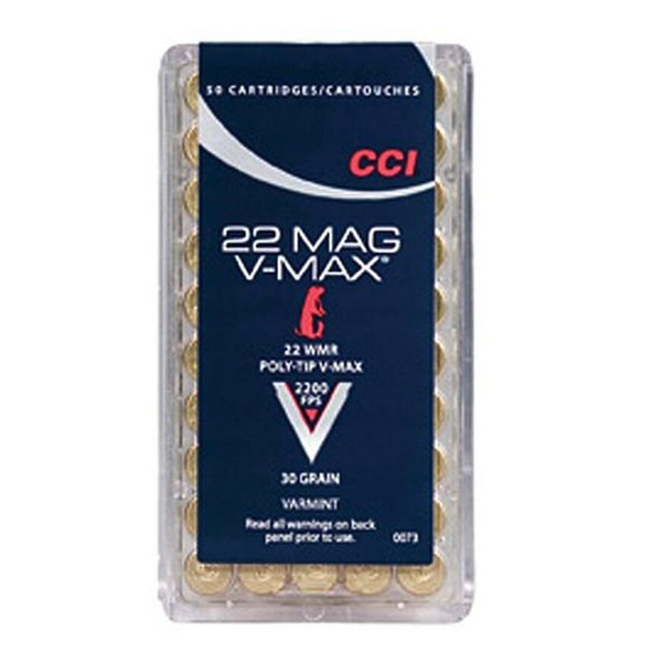CCI CCI 22 Mag V-Max Ammo 22 Mag 30gr Polymer Tip 2200fps 50 Rounds