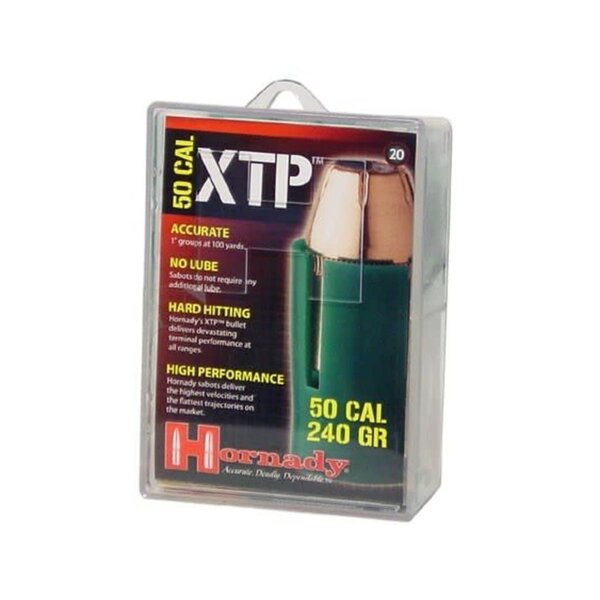 Hornady .50 Caliber Sabot with .44 Caliber Hollow Point XTP Bullet 240 Grains 20 Coun