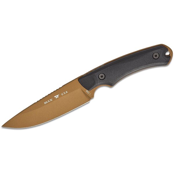 Buck 663 Alpha Guide Backcountry Fixed Blade Knife 4.5" 420HC Bronze Cerakote Drop Point, VeraFlex Rubber Handles, Kydex Sheath - 14520