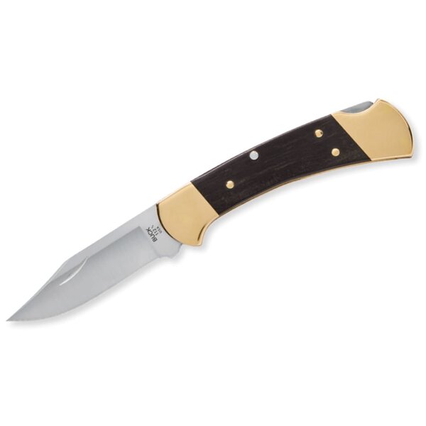 Buck 112 Slim Ranger Heritage Elite Folding Knife 3" MagnaCut Plain Blade, Ebony Wood Handles with Brass Bolsters, Deep Carry Pocket Clip, Lockback - 14260