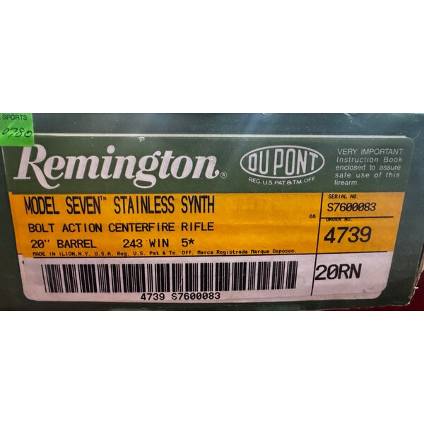 Remington Model 7 .243 Win 20" BBL Stainless Bolt Action (NIB)