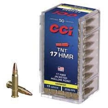CCI CCI TNT Ammo 17 HMR 17gr Jacketed Hollow Point 2550fps 50 Rounds
