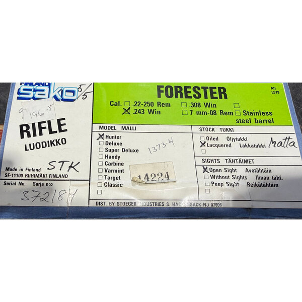 Sako Hunter Forester 243 Win w/Sights Detachable Mag