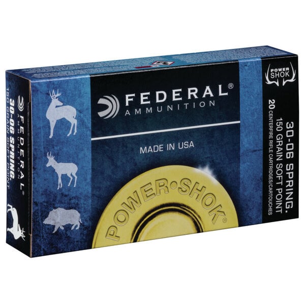 Federal Federal Power-Shok Rifle Ammo 30-06 Springfield 150gr Soft Point  2910fps 20 Rounds