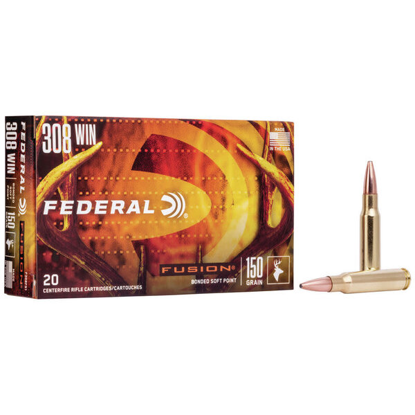 Federal Fusion Rifle Ammunition F308FS1, 308 Winchester, Fusion Ammunition, 150 GR, 2820 fps, 20 Rd/bx