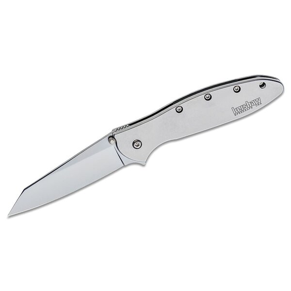 Kershaw Kershaw 1660R Ken Onion Random Leek Assisted Flipper Knife 3" Sandvik 14C28N Bead Blasted Reverse Tanto Blade and Stainless Steel Handles, Frame Lock